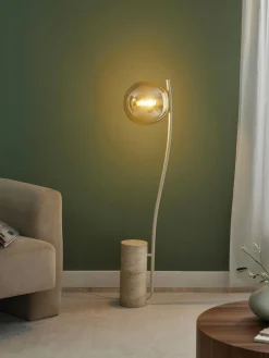 Lámpara de pie pequeña de travertino Cora