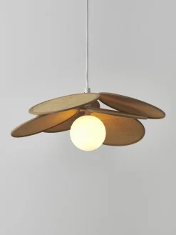 Lámpara de techo con adornos de fibras naturales Milani