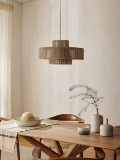 Lámpara de techo grande de lino Lace