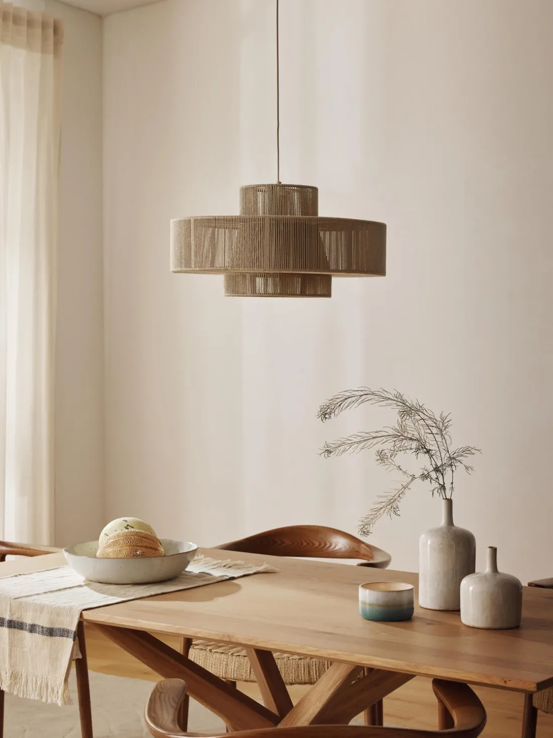 Lámpara de techo grande de lino Lace