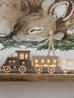 Lámpara infantil LED artesanal regulable Train, con función de temporizador y control remoto
