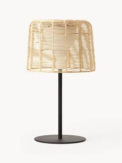 Lámpara LED solar para interior/exterior con pantalla de ratán Kyra