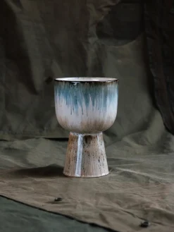 Macetero artesanal con esmalte reactivo Retro