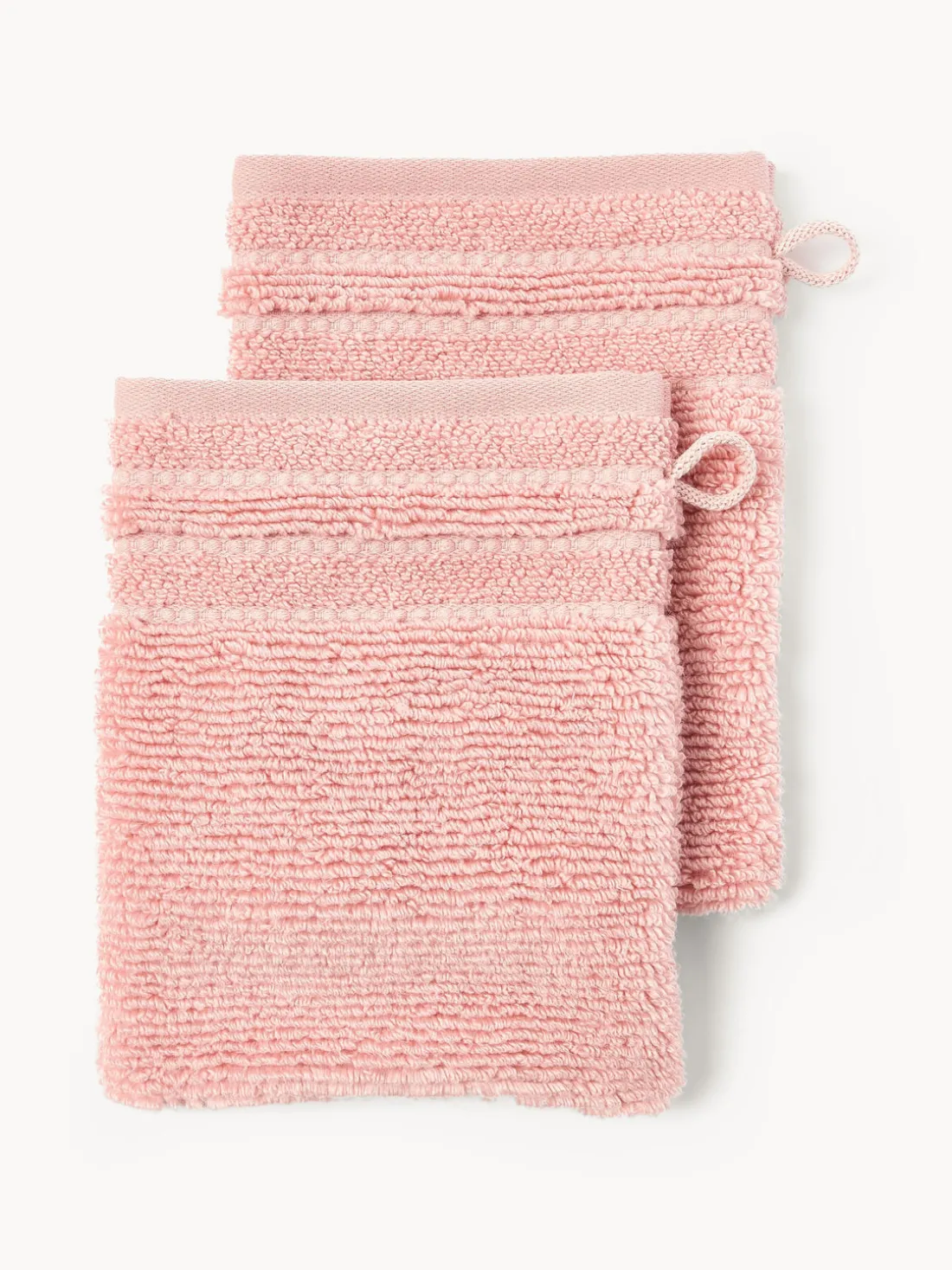 Manoplas de baño con borde a rayas Luxe, 2 uds.