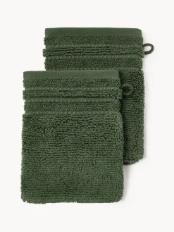 Manoplas de baño con borde a rayas Luxe, 2 uds.