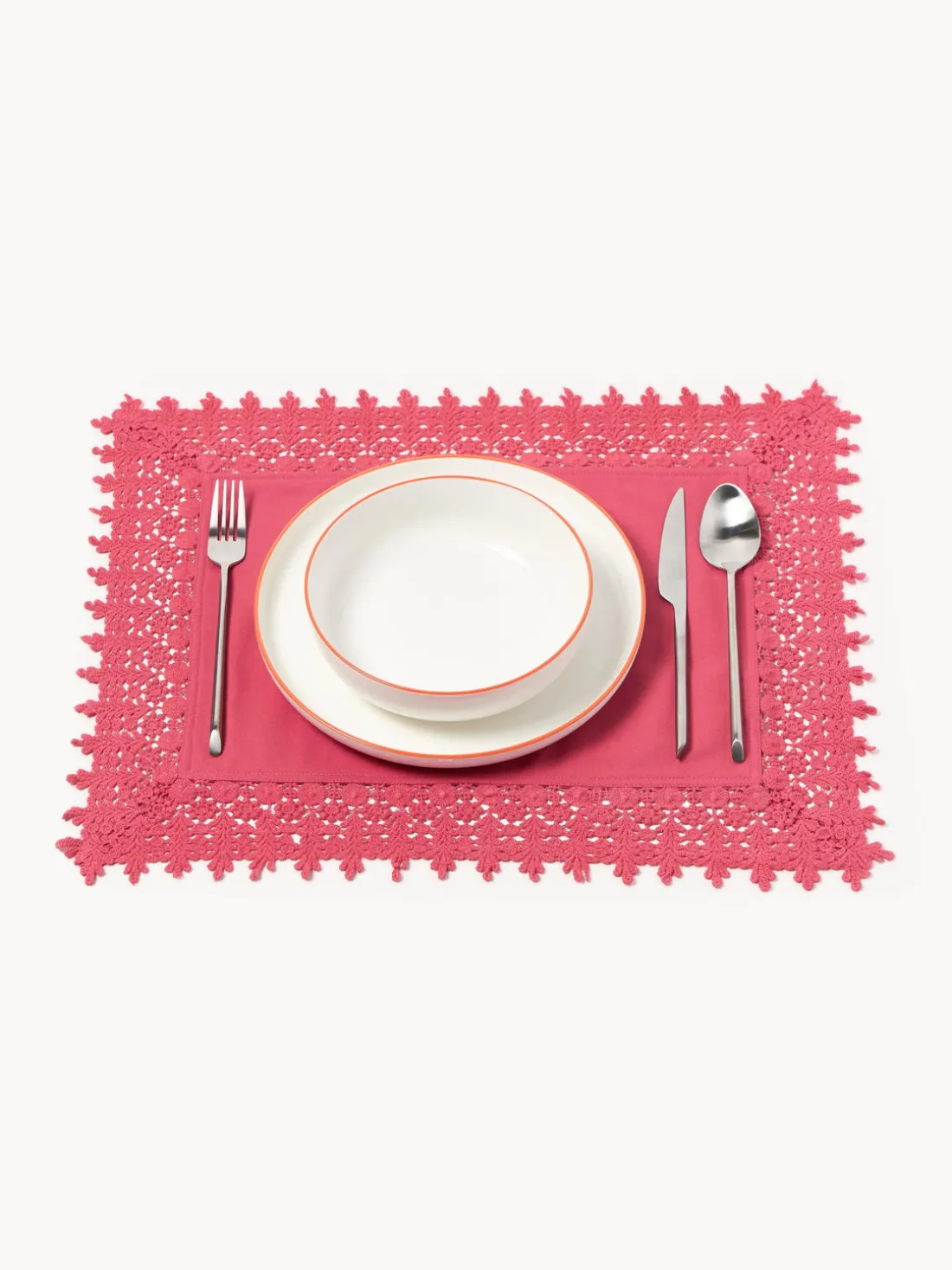 Manteles individuales con ribete de encaje Flavia, 2 uds.