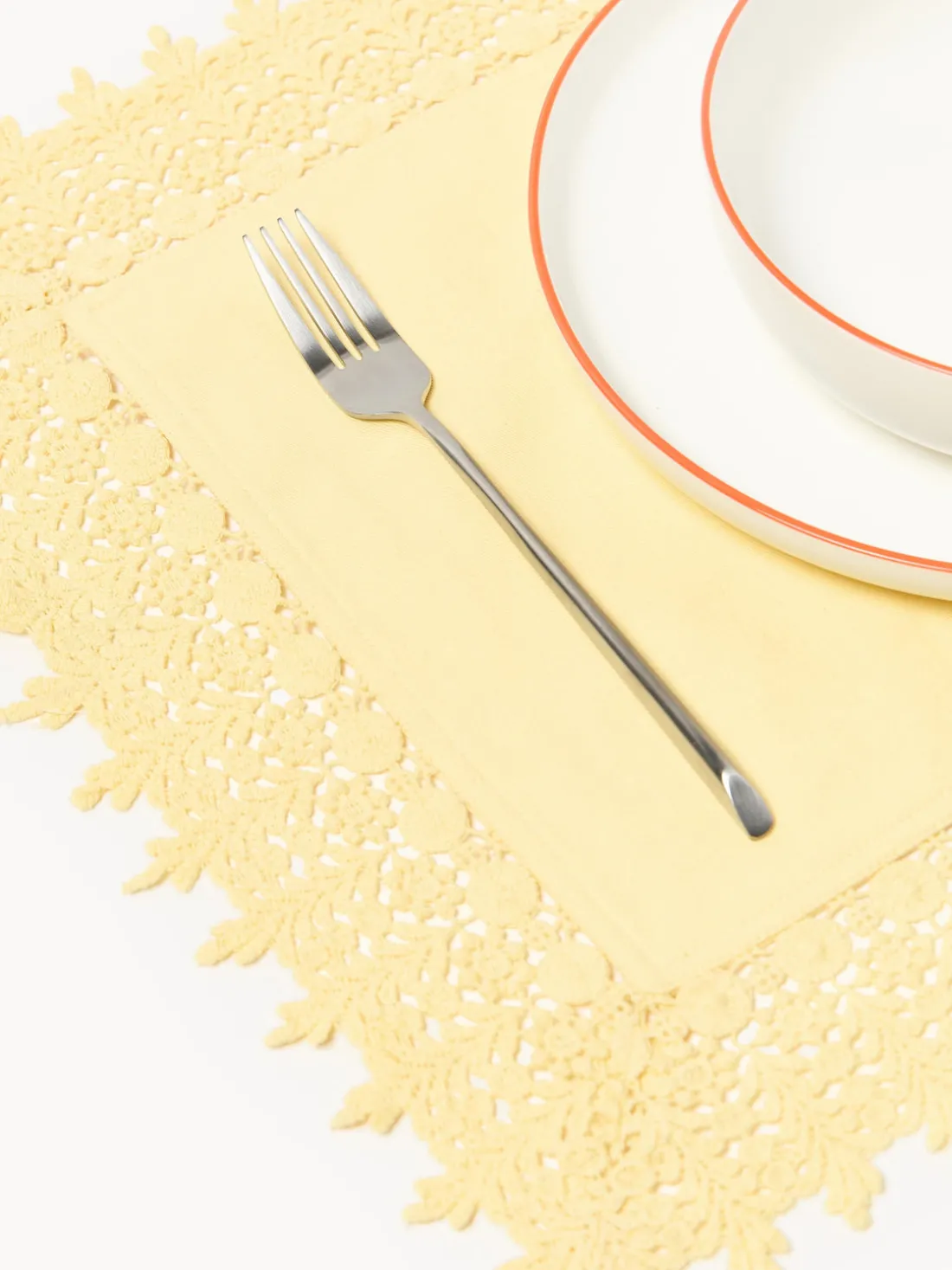 Manteles individuales con ribete de encaje Flavia, 2 uds.