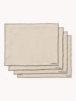 Manteles individuales de lino con bordado Cosmo, 4 uds.