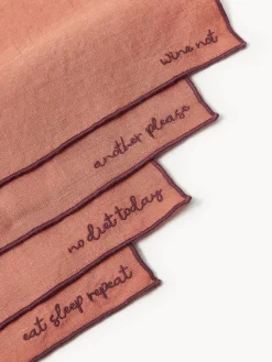 Manteles individuales de lino con bordado Cosmo, 4 uds.