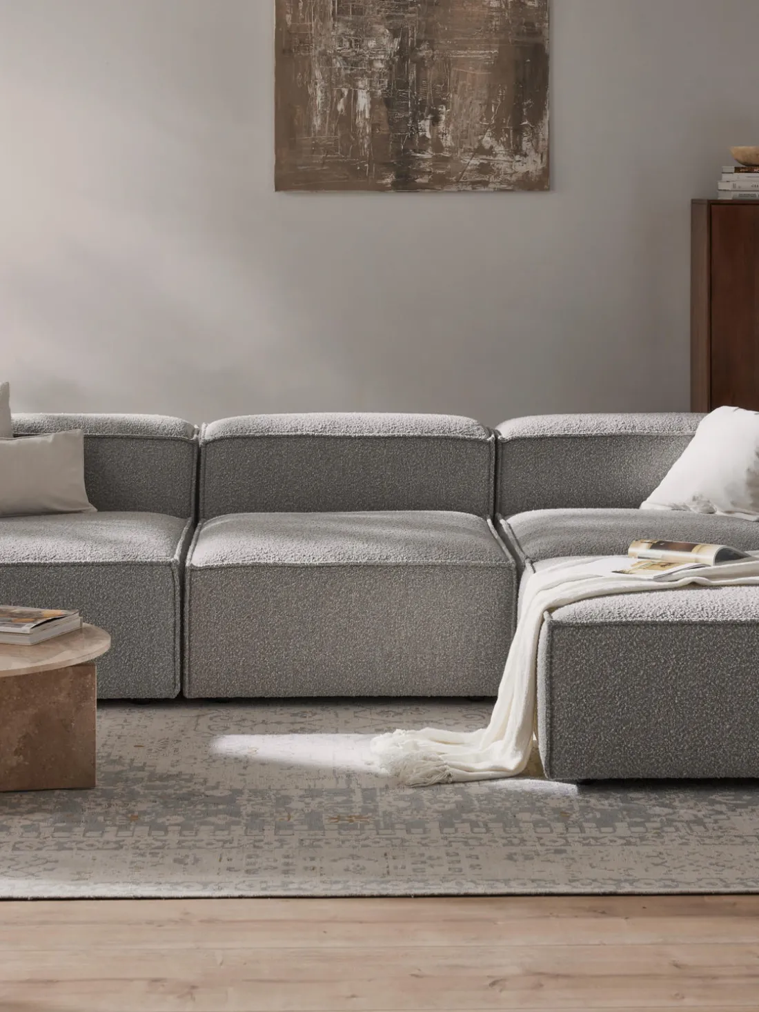 Módulo central en tejido bouclé Lennon