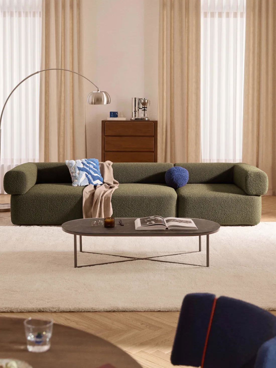 Módulo central en tejido bouclé Anton