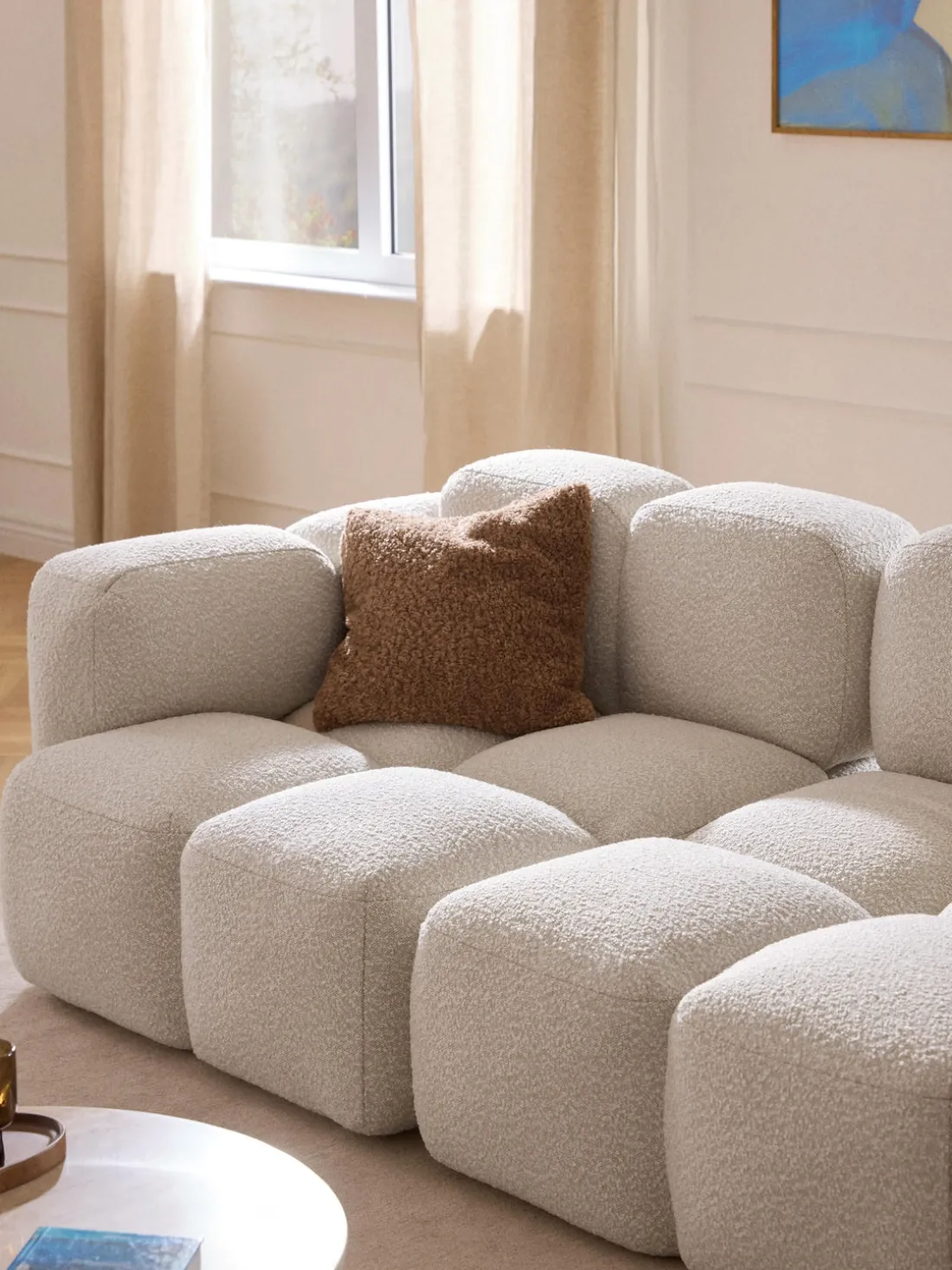 Módulo de esquina en tejido bouclé Tayla