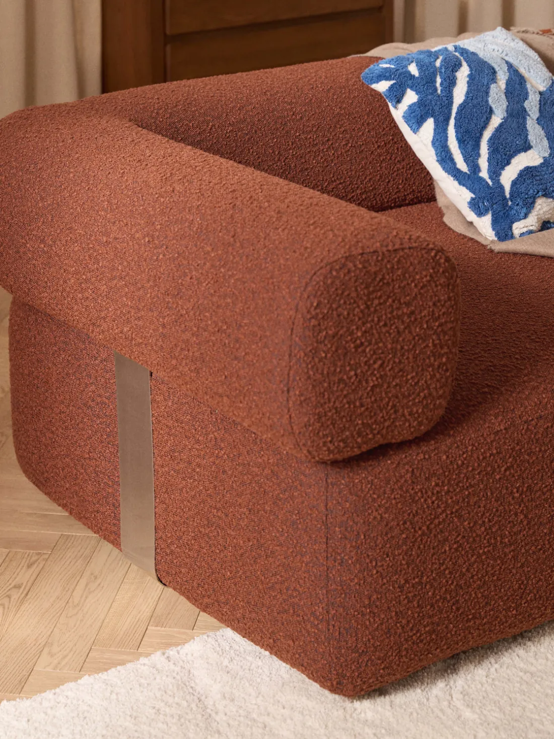 Módulo de esquina en tejido bouclé Anton