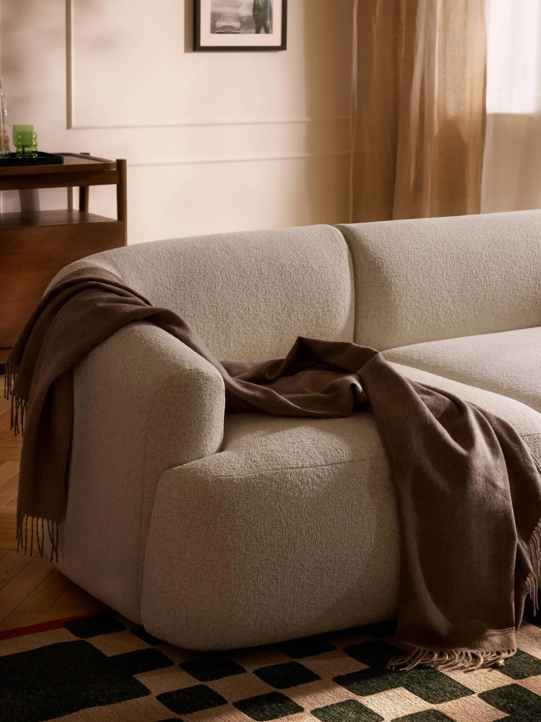 Módulo de esquina en tejido bouclé Sofia