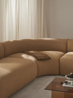 Módulo de esquina redondo en tejido bouclé Sofia