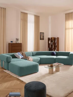 Módulo de esquina redondo en tejido bouclé Anton