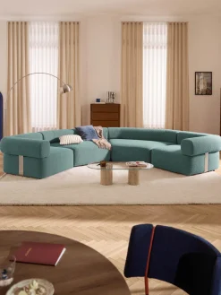 Módulo de esquina redondo en tejido bouclé Anton