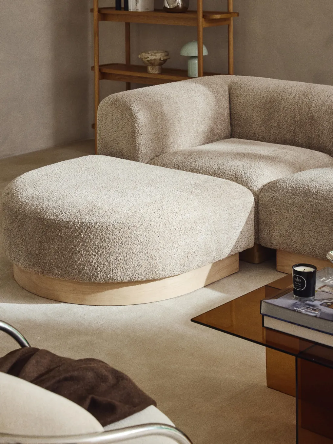 Módulo de esquina sofá de borreguillo bouclé Natalie