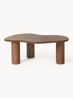 Mesa de centro de forma orgánica de madera de nogal Didi