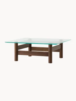 Mesa de centro de madera de roble con tablero de vidrio Brasilia