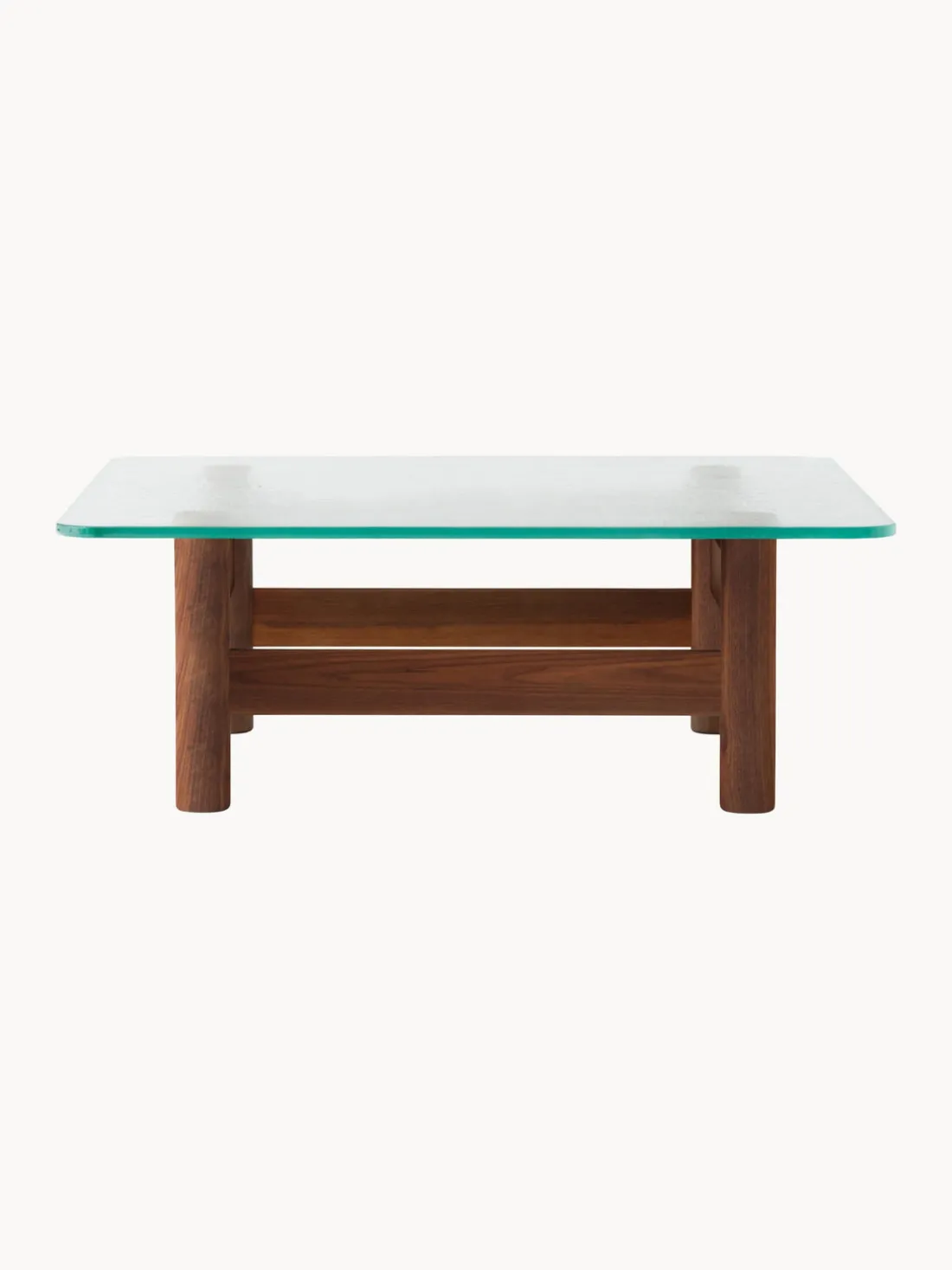 Mesa de centro de madera de nogal con tapa de cristal Brasilia