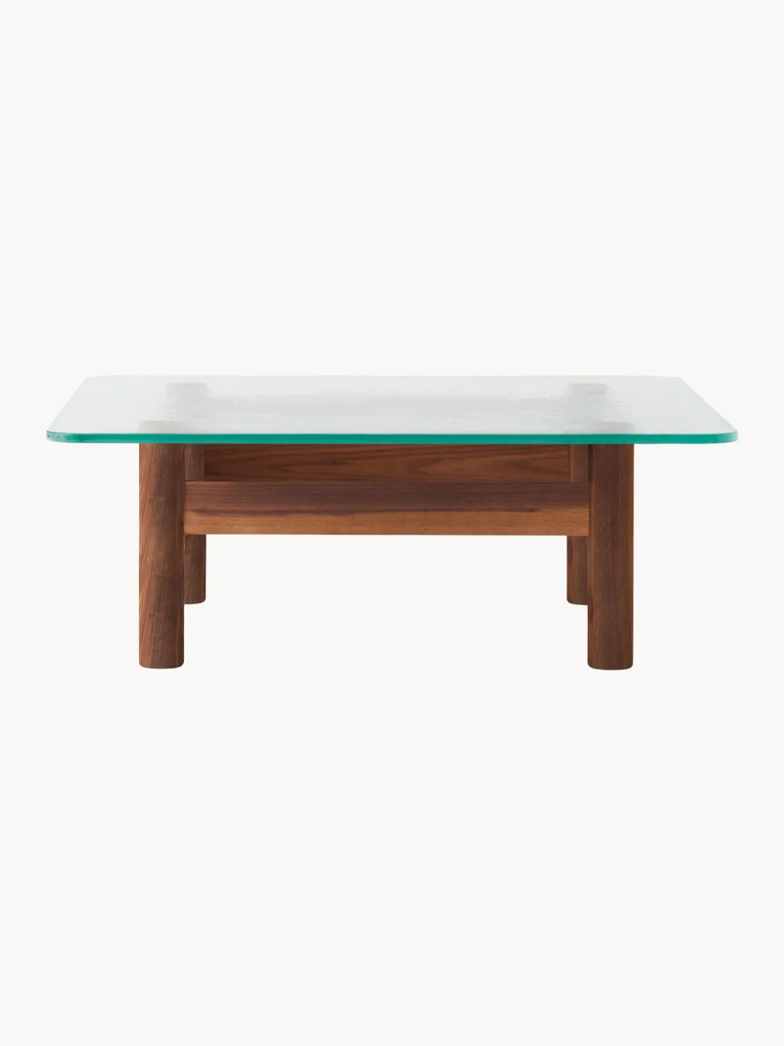 Mesa de centro de madera de nogal con tapa de cristal Brasilia