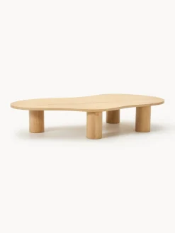 Mesa de centro grande de madera de roble con forma orgánica Didi