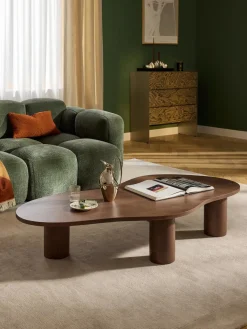 Mesa de centro grande de madera de roble con forma orgánica Didi
