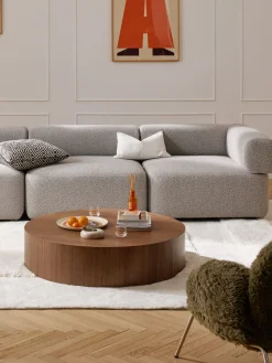 Mesa de centro grande redonda de madera Dan