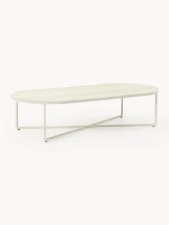 Mesa de centro ovalada con tablero de vidrio en look mármol Antigua