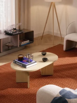 Mesa de centro ovalada de madera Toni