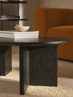 Mesa de centro ovalada de madera Toni