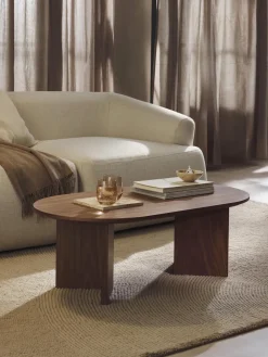 Mesa de centro ovalada de madera Toni