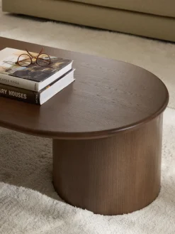 Mesa de centro ovalada de madera de roble Didi