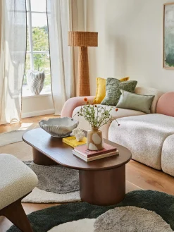 Mesa de centro ovalada de madera de roble Didi