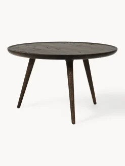 Mesa de centro redonda artesanal de madera de roble Accent