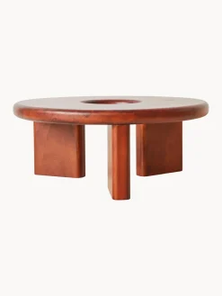 Mesa de centro redonda artesanal de madera de mango Conversation