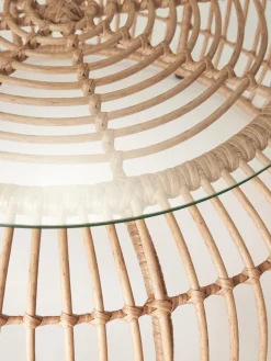 Mesa de centro redonda Costa, con tablero de vidrio