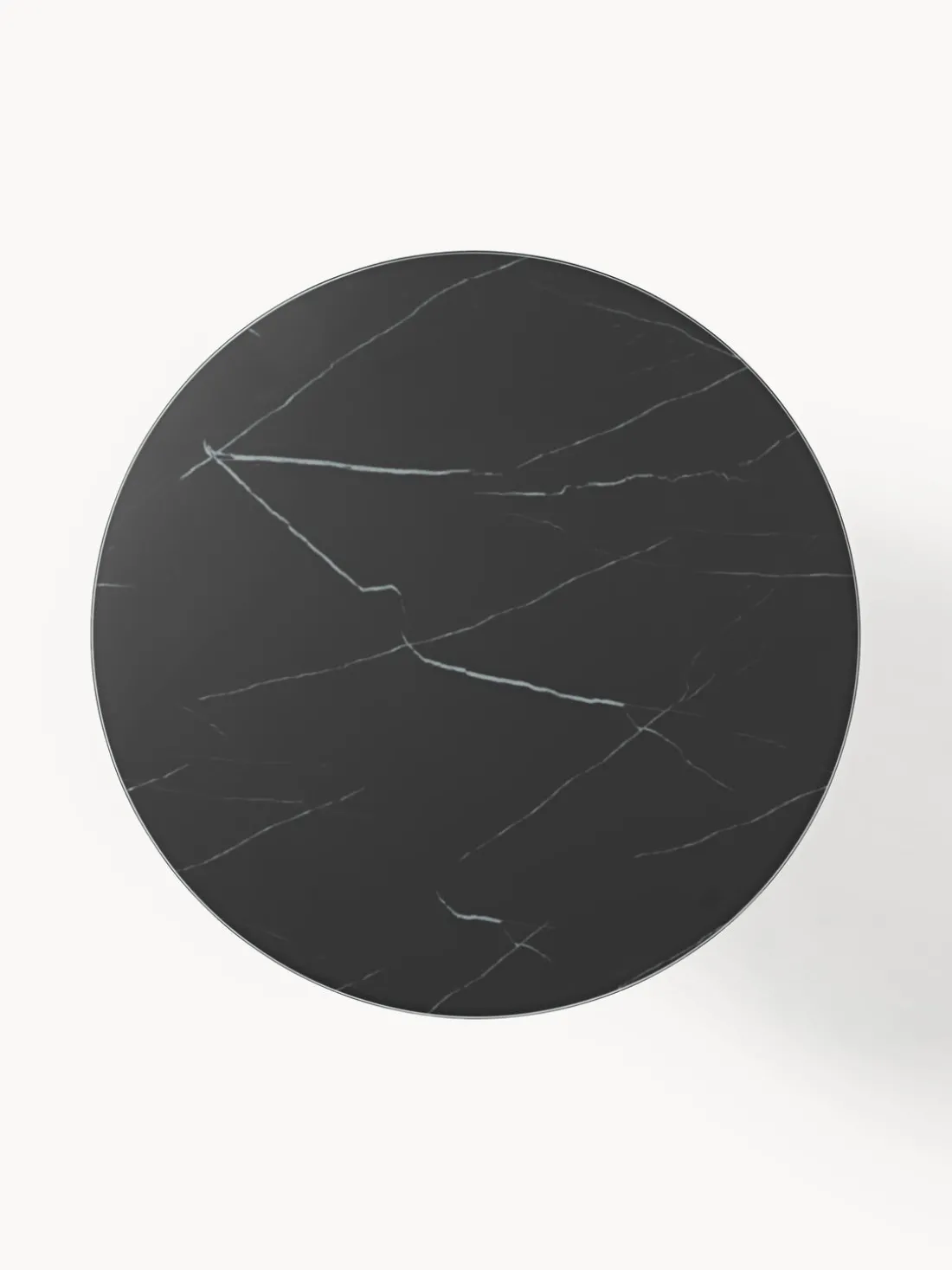 Mesa de centro redonda con tablero de vidrio en look mármol Antigua