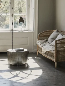 Mesa de centro redonda con efecto envejecido Rota