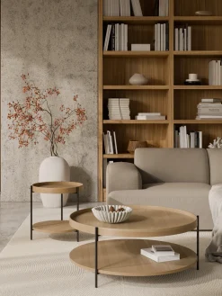 Mesa de centro redonda de madera Renee