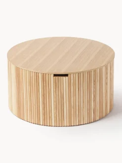 Mesa de centro redonda de madera Nele, con espacio de almacenamiento