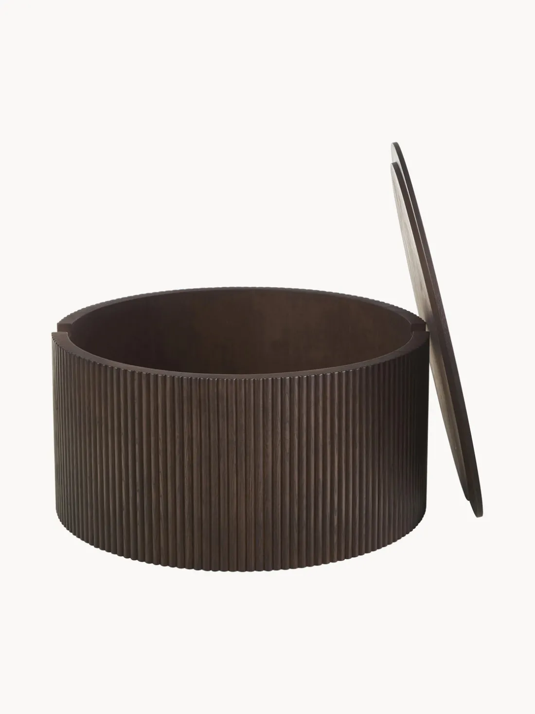 Mesa de centro redonda de madera con espacio de almacenamiento Nele