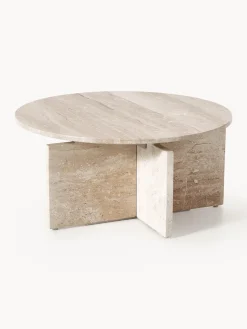 Mesa de centro redonda de travertino Marisa