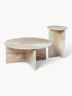 Mesa de centro redonda de travertino Marisa