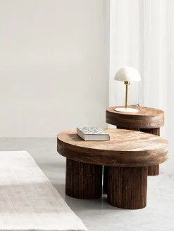 Mesa de centro redonda de madera de mango Dacca