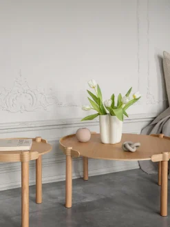 Mesa de centro redonda de madera de roble Woody