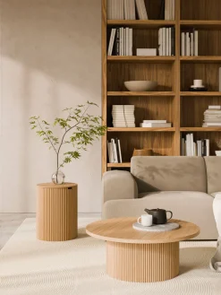 Mesa de centro redonda de madera Nele