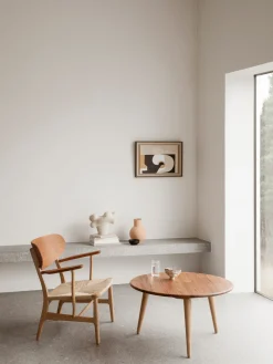 Mesa de centro redonda de madera de roble y teca CH008