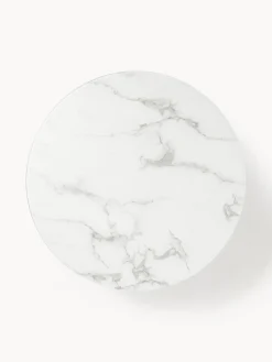 Mesa de centro redonda grande con tablero de vidrio en look mármol Antigua